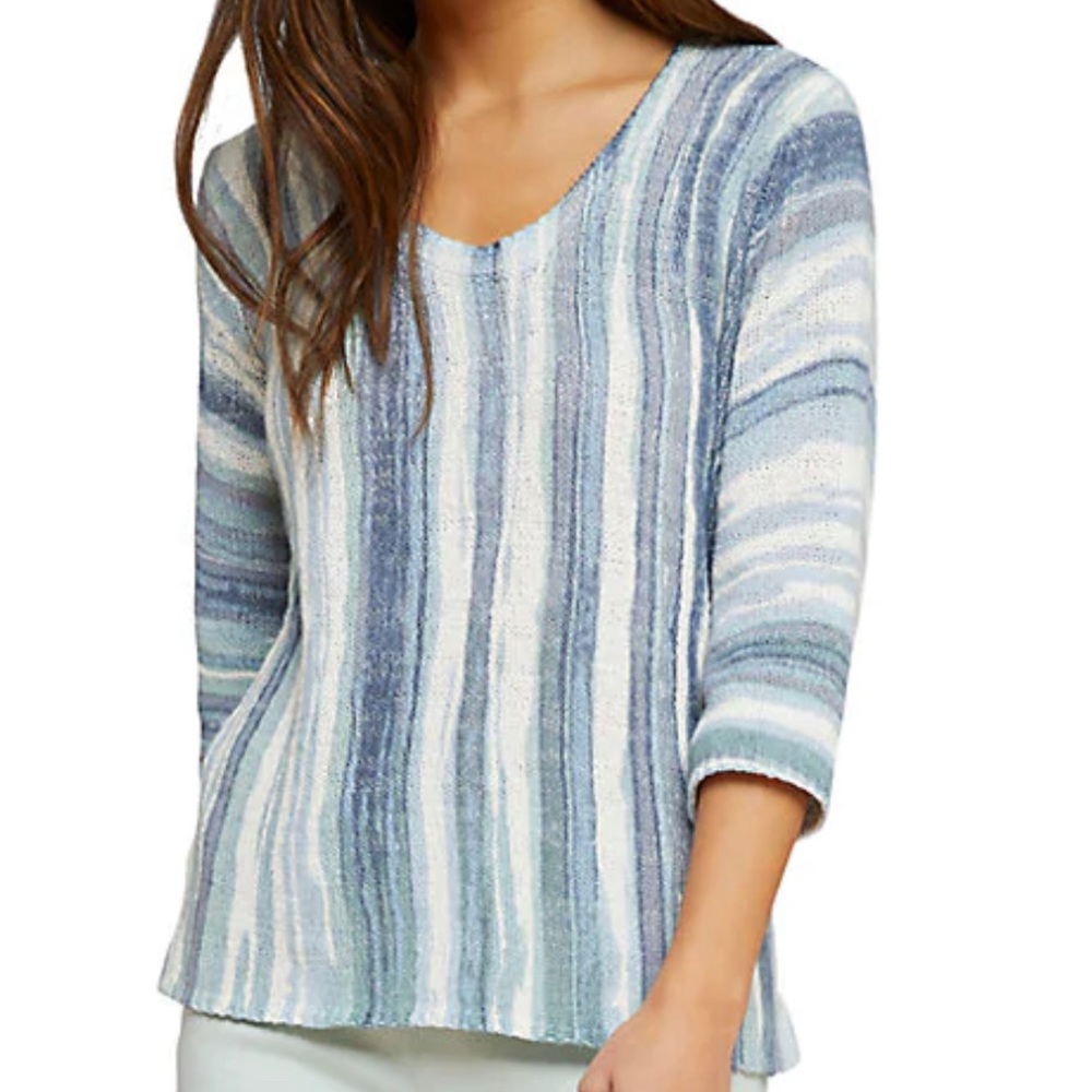 Nic+Zoe Boardwalk Striped 3/4 Sleeve Pullover Sweater XS, XXL - Picture 7 of 9